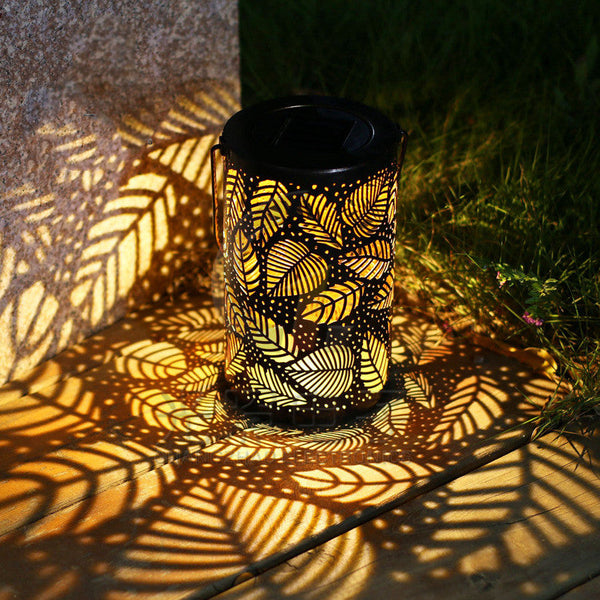 Outdoor Solar Garden Hollow Wall Hanging Leaf Projection Lamp