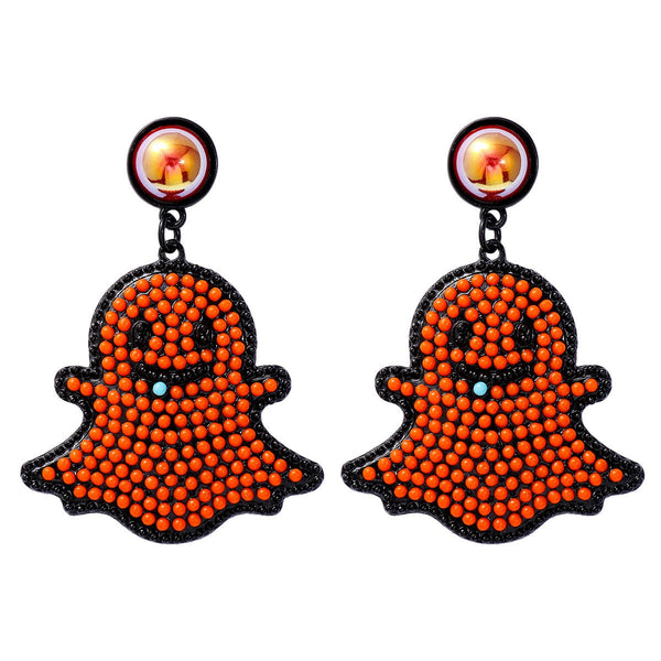 Veile Studios Cartoon Funny Cute Little Pearl Halloween Ghost Face For Festive Wear Earrings