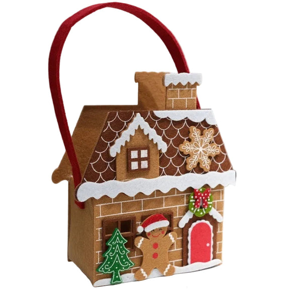 Christmas Felt House Tote Bag Gift Decoration Candy Hand Carry Seasonal Decorations
