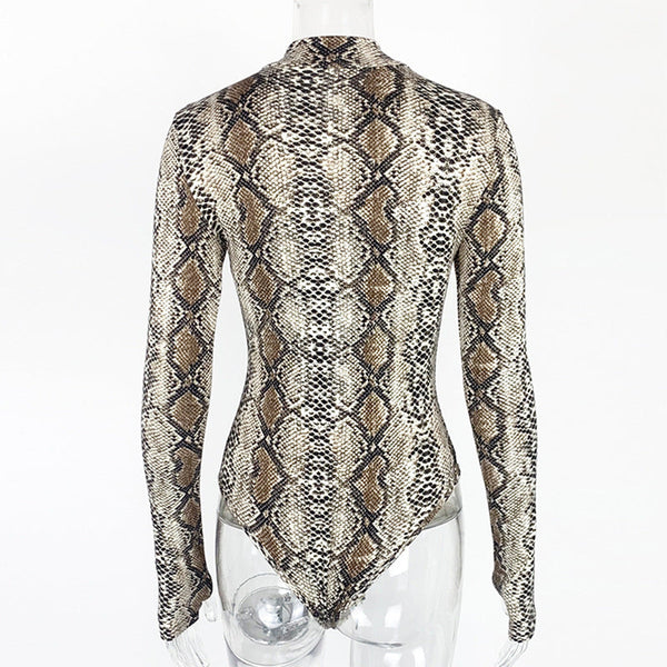 Snake Print Long Sleeve High Neck Jumpsuit Womens Jumpsuits Rompers & Playsuits