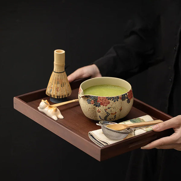 2 8Pcs Japanese Flint Red Matcha Set: Bamboo Whisk Bowl Box Exquisite Tea Tools Gift Teapots