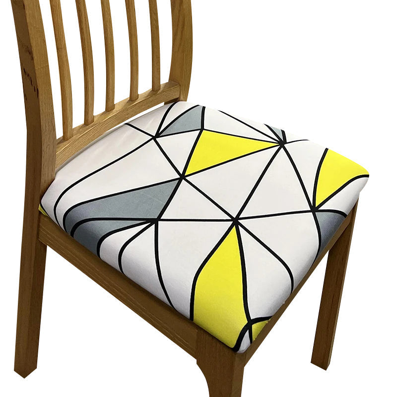 Chair Cover Yellow White Grey Triangular Design Stretch Seat For Slipcovers