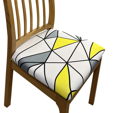 Chair Cover Yellow White Grey Triangular Design Stretch Seat For Slipcovers