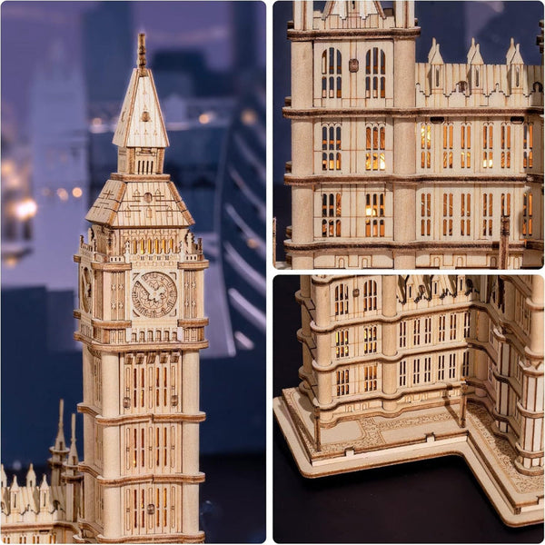 Robotime Rokr 3D Wooden Puzzle Diy Big Ben Toys With Led Light For Teens Xmas Gifts Tg507 Puzzles