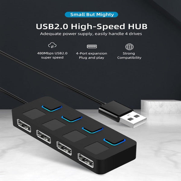 Usb 4 Port Hub Multi Usb Splitter Extender Usb Cables Hubs & Adapters