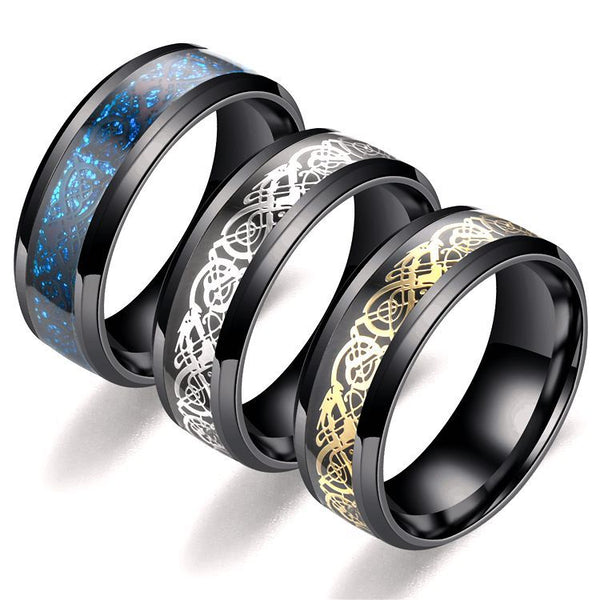 Veile Studios Dragon Pattern Men Stainless Steel Jewellery Rings