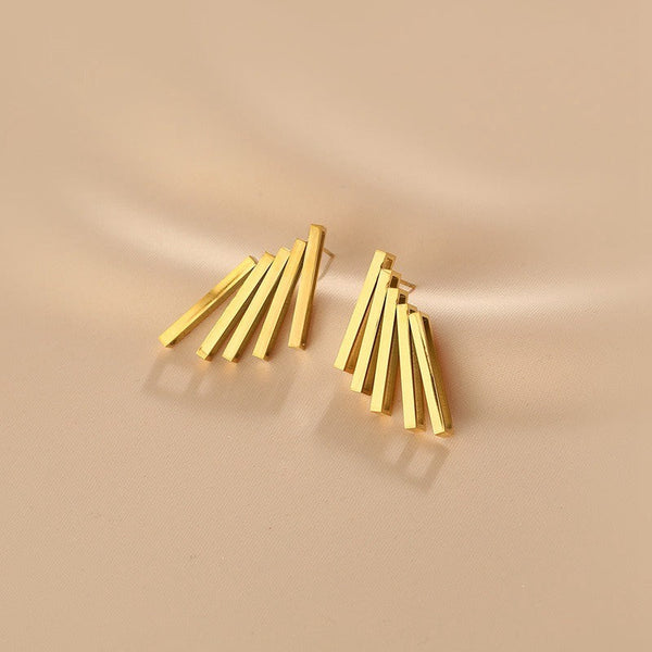 Veile Studios Exaggerated Metal Retro Style High End Titanium Steel Gold Colour Earrings