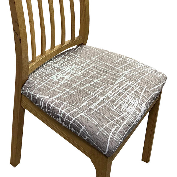 Chair Cover Brown White Crack Linear Design Stretch Seat For Dining Kitchen Slipcovers