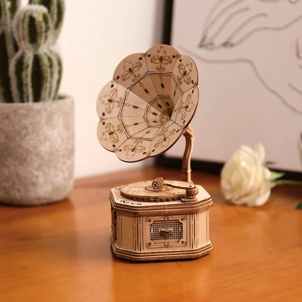 Umpkin Cart Hot Air Balloon Airship Gramophone Wooden Puzzle Wooden Educational Toys