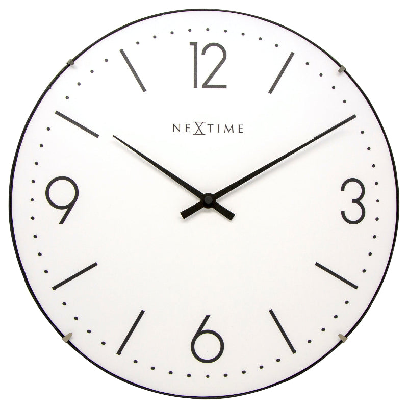 Nextime Basic Dome Wall Clock In White With Silent Sweep Movement 35 Centimetres Wall Clocks