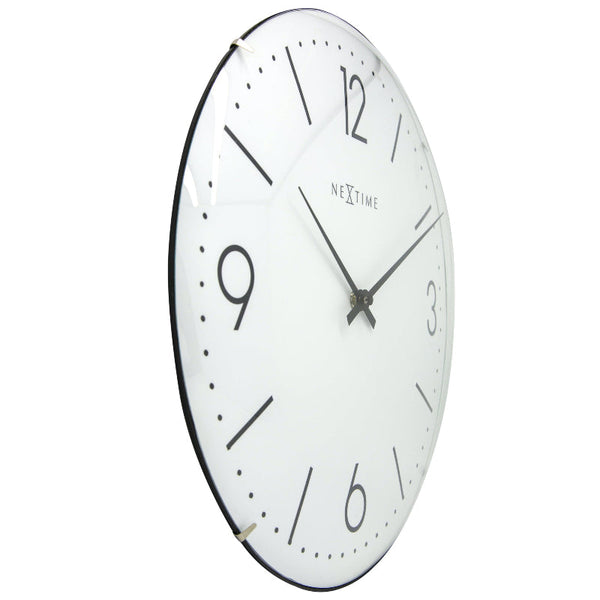 Nextime Basic Dome Wall Clock In White With Silent Sweep Movement 35 Centimetres Wall Clocks