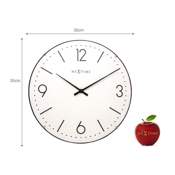 Nextime Basic Dome Wall Clock In White With Silent Sweep Movement 35 Centimetres Wall Clocks