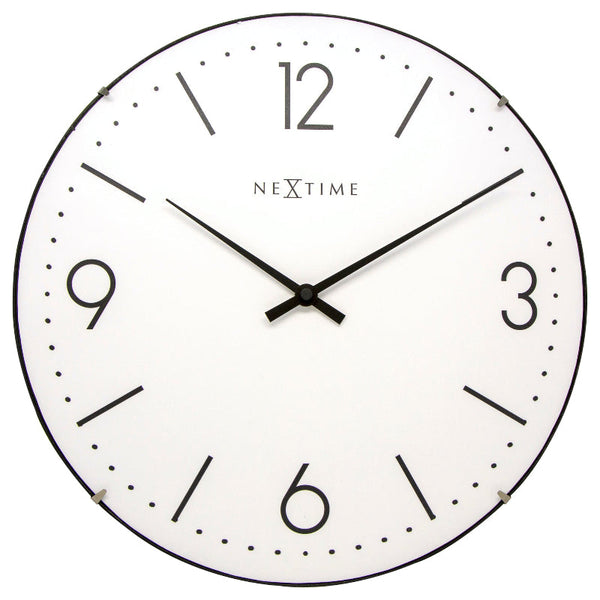 Nextime Basic Dome Wall Clock In White With Silent Sweep Movement 35 Centimetres Wall Clocks