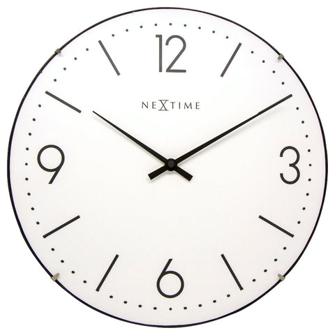 Nextime Basic Dome Wall Clock In White With Silent Sweep Movement 35 Centimetres Wall Clocks