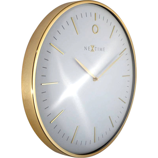 Nextime Glamour Wall Clock In Gold And White With Silent Sweep Movement Wall Clocks