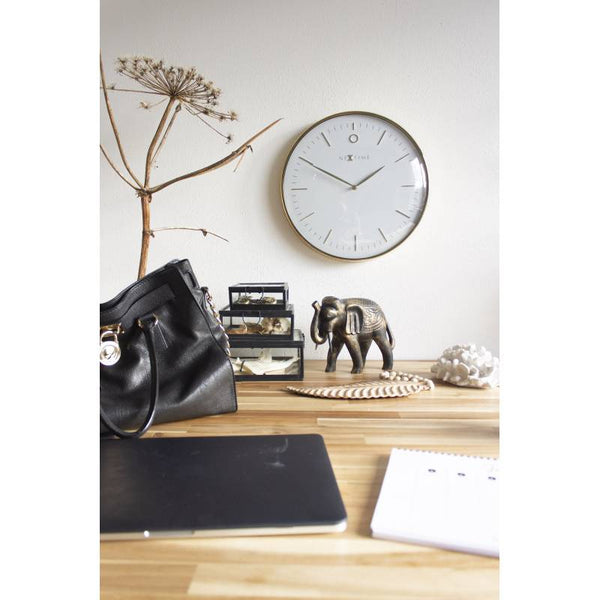 Nextime Glamour Wall Clock In Gold And White With Silent Sweep Movement Wall Clocks