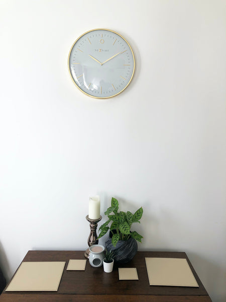 Nextime Glamour Wall Clock In Gold And White With Silent Sweep Movement Wall Clocks