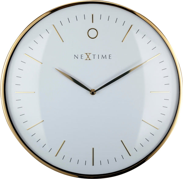 Nextime Glamour Wall Clock In Gold And White With Silent Sweep Movement Wall Clocks