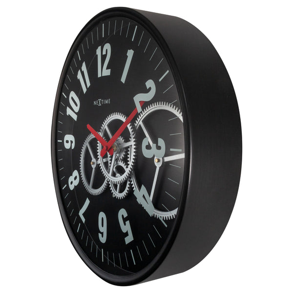 Nextime Modern Gear Wall Clock With Black Dial And Metal Case 36 Centimetres Wall Clocks