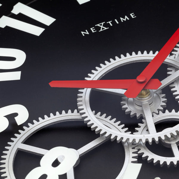 Nextime Modern Gear Wall Clock With Black Dial And Metal Case 36 Centimetres Wall Clocks