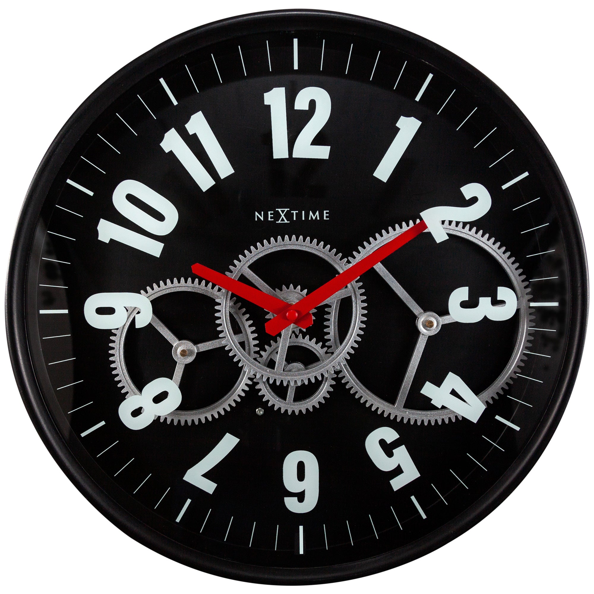 Nextime Modern Gear Wall Clock With Black Dial And Metal Case 36 Centimetres Wall Clocks