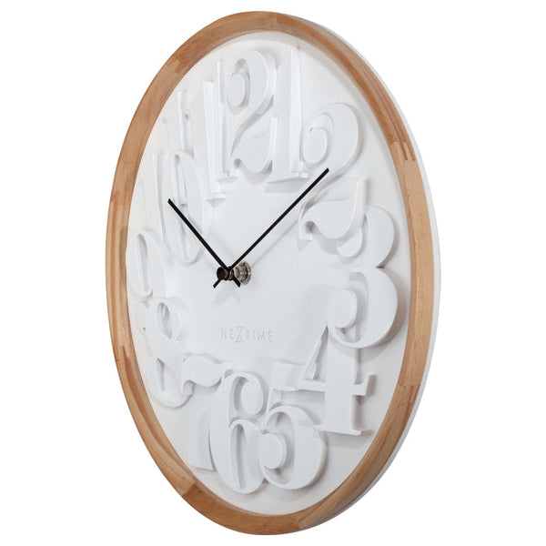 Nextime Shunkan Japanese Design Wall Clock In Pine Wood And Concrete 28.5 Centimetres Wall Clocks