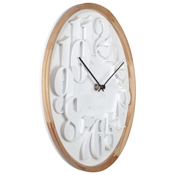 Nextime Shunkan Japanese Design Wall Clock In Pine Wood And Concrete 28.5 Centimetres Wall Clocks