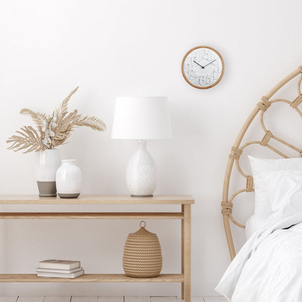 Nextime Shunkan Japanese Design Wall Clock In Pine Wood And Concrete 28.5 Centimetres Wall Clocks