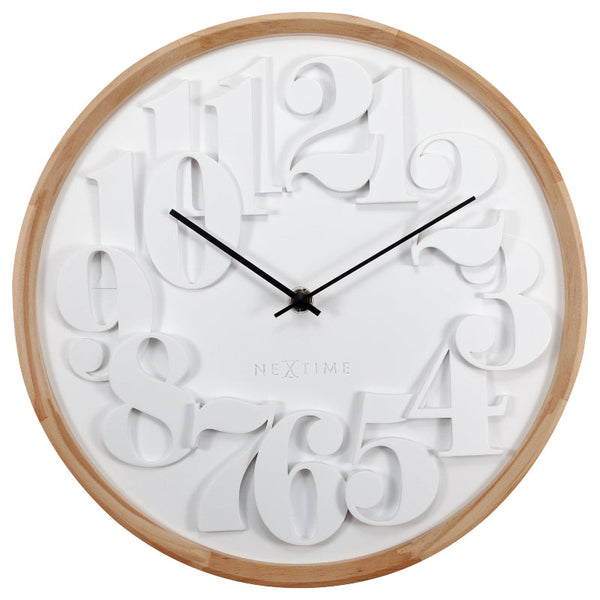 Nextime Shunkan Japanese Design Wall Clock In Pine Wood And Concrete 28.5 Centimetres Wall Clocks