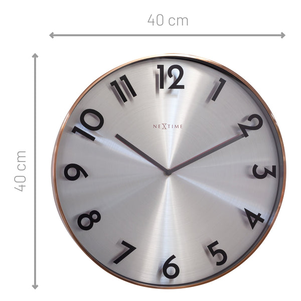 Nextime Reflection Wall Clock Forty Centimetres Copper With Silent Sweep Movement Wall Clocks