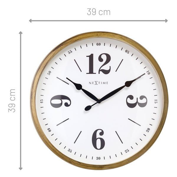 Nextime Classic Wall Clock 39 Centimetres Gold With Silent Sweep Movement Wall Clocks