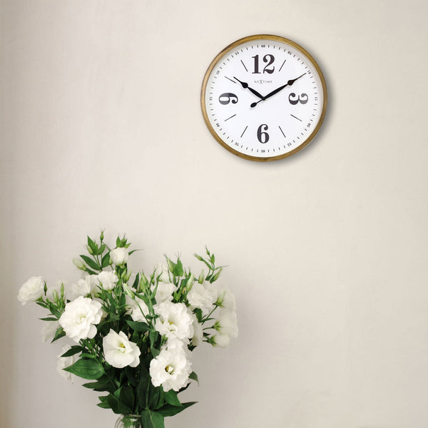 Nextime Classic Wall Clock 39 Centimetres Gold With Silent Sweep Movement Wall Clocks