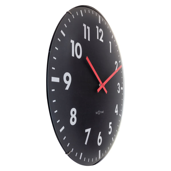 Nextime Duomo Wall Clock 50 Centimetres Black With Glass Lens And Aluminium Hands Wall Clocks