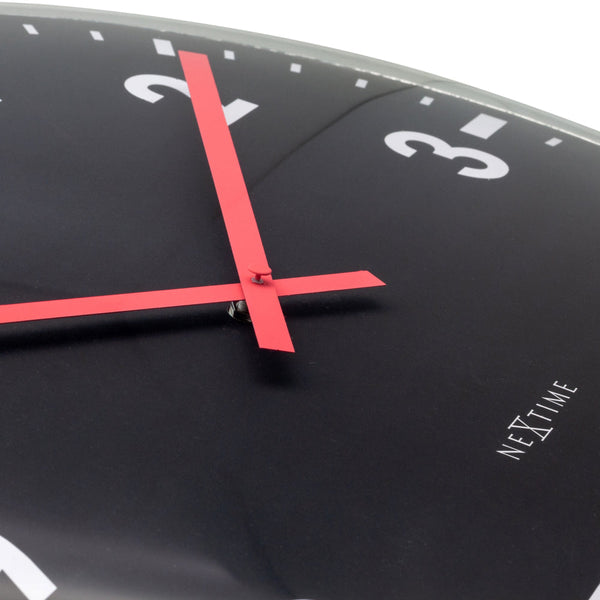 Nextime Duomo Wall Clock 50 Centimetres Black With Glass Lens And Aluminium Hands Wall Clocks