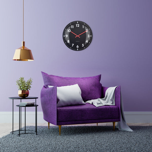 Nextime Duomo Wall Clock 50 Centimetres Black With Glass Lens And Aluminium Hands Wall Clocks