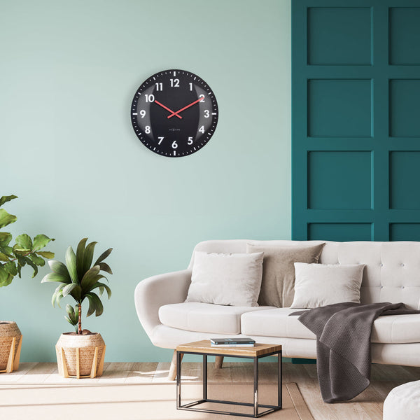 Nextime Duomo Wall Clock 50 Centimetres Black With Glass Lens And Aluminium Hands Wall Clocks