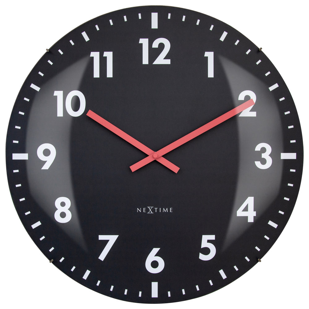 Nextime Duomo Wall Clock 50 Centimetres Black With Glass Lens And Aluminium Hands Wall Clocks