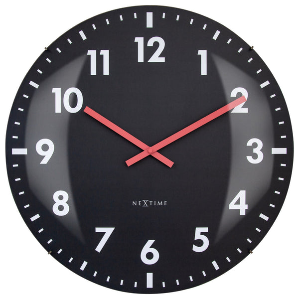 Nextime Duomo Wall Clock 50 Centimetres Black With Glass Lens And Aluminium Hands Wall Clocks