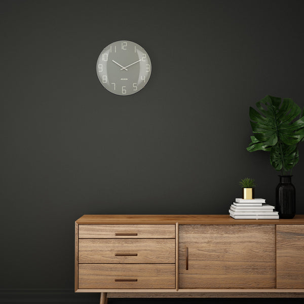 Nextime Shade Wall Clock 35 Centimetres Grey With Elegant Dome Glass Lens Wall Clocks