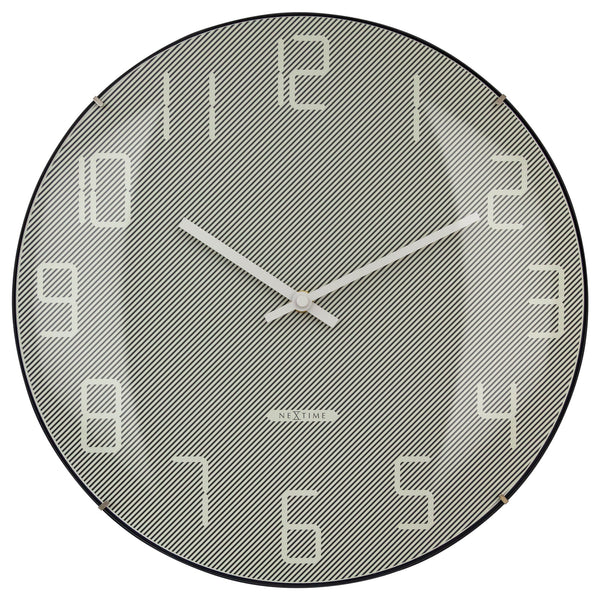 Nextime Shade Wall Clock 35 Centimetres Grey With Elegant Dome Glass Lens Wall Clocks
