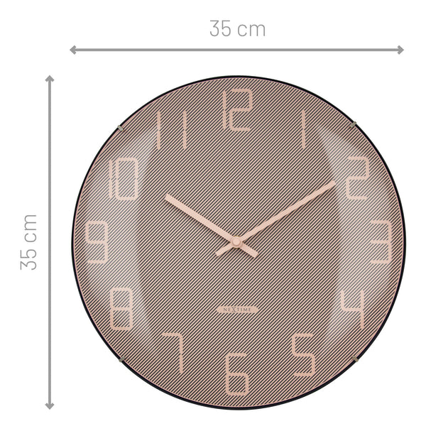 Nextime Shade Wall Clock 35 Centimetres Pink With Elegant Glass Lens Wall Clocks
