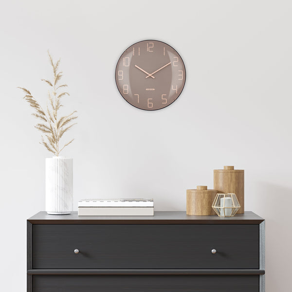 Nextime Shade Wall Clock 35 Centimetres Pink With Elegant Glass Lens Wall Clocks