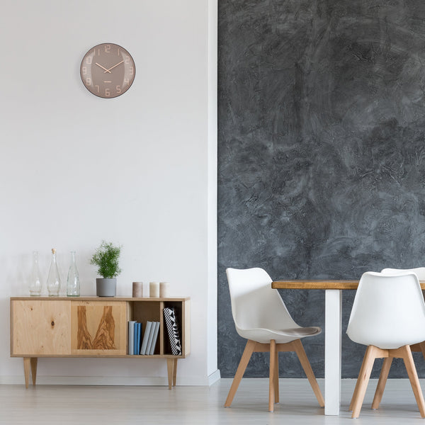 Nextime Shade Wall Clock 35 Centimetres Pink With Elegant Glass Lens Wall Clocks