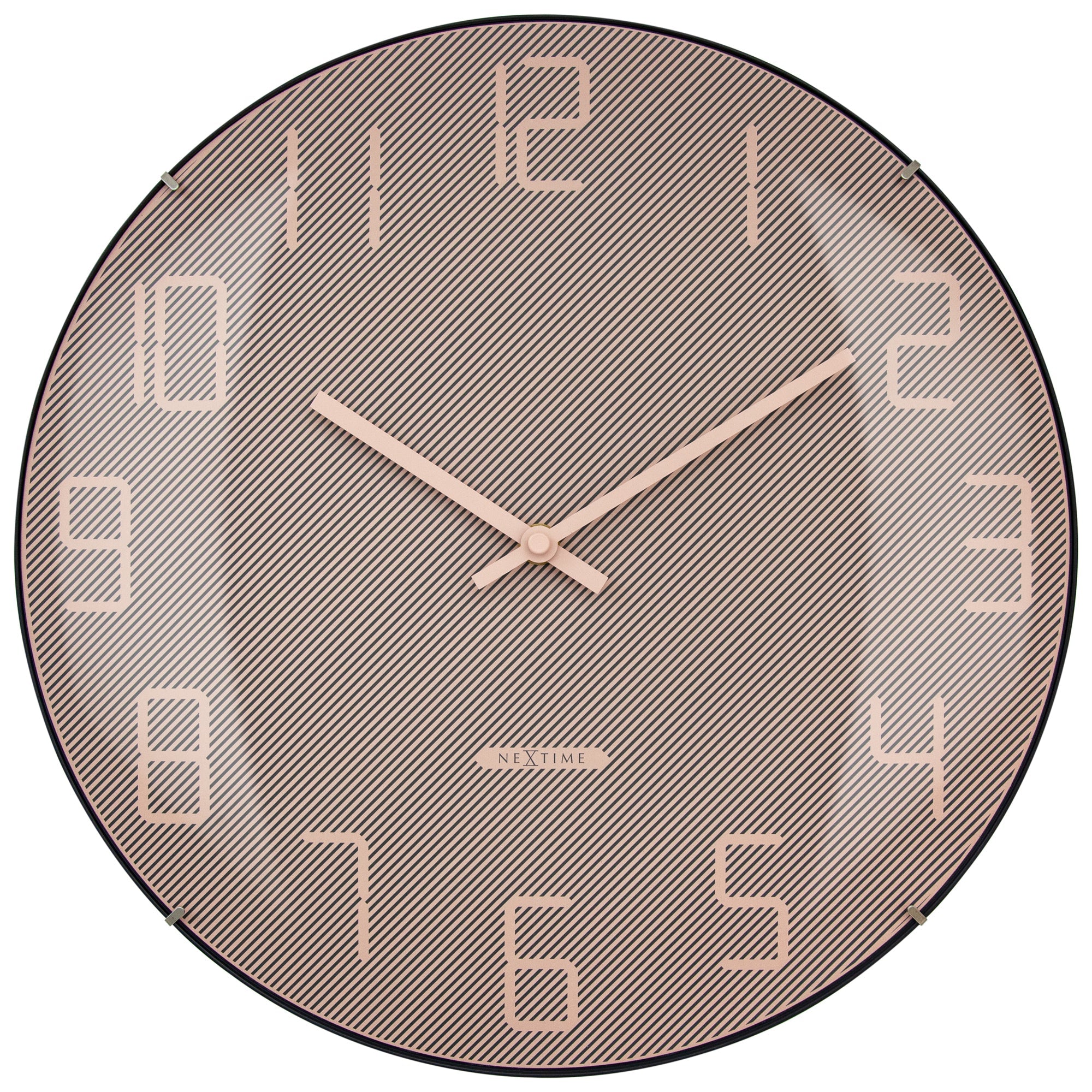 Nextime Shade Wall Clock 35 Centimetres Pink With Elegant Glass Lens Wall Clocks