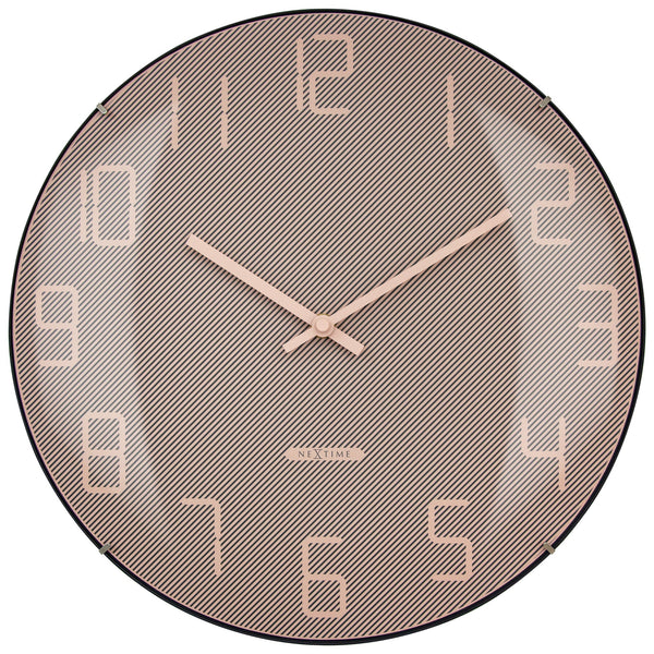 Nextime Shade Wall Clock 35 Centimetres Pink With Elegant Glass Lens Wall Clocks