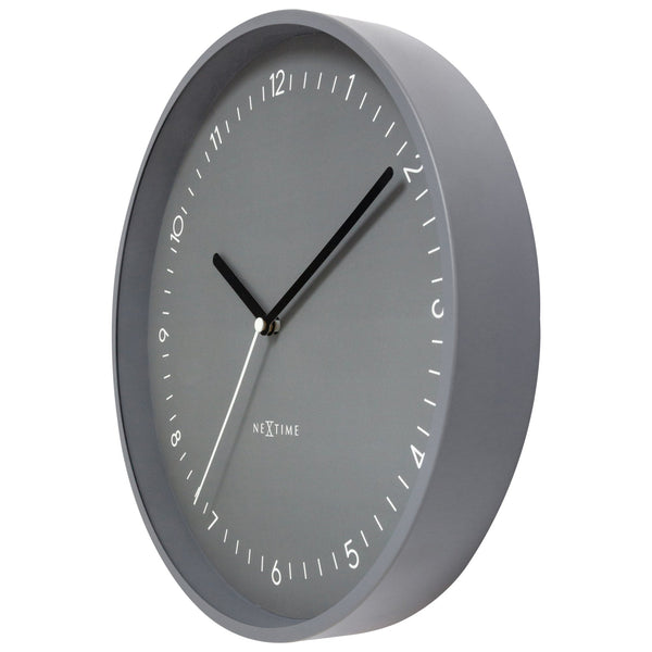 Nextime Berlin Wall Clock Grey Thirty Centimetres Silent Aluminium Design Wall Clocks