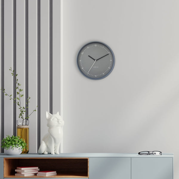 Nextime Berlin Wall Clock Grey Thirty Centimetres Silent Aluminium Design Wall Clocks