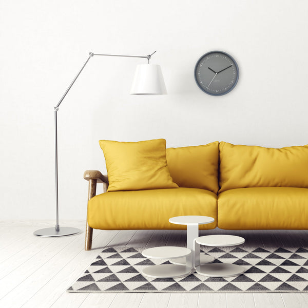 Nextime Berlin Wall Clock Grey Thirty Centimetres Silent Aluminium Design Wall Clocks