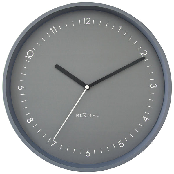 Nextime Berlin Wall Clock Grey Thirty Centimetres Silent Aluminium Design Wall Clocks