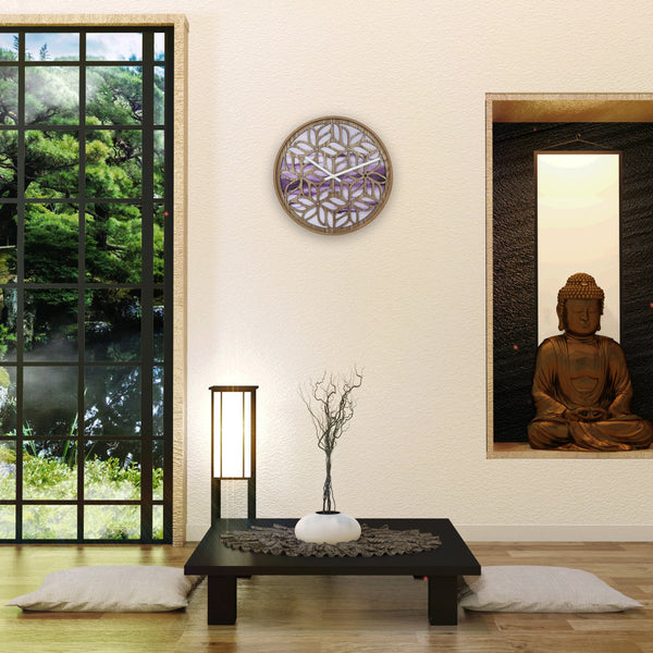 Nextime Yogi Wall Clock 40 Centimetres Purple Birch Wood Silent Design Wall Clocks